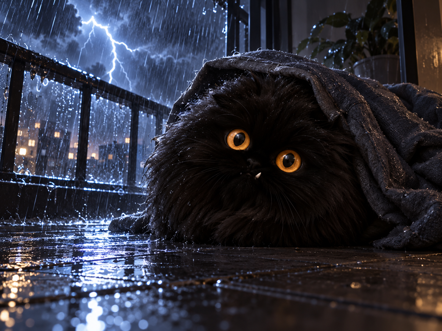 雷雨夜里躲在衣物下的飞仙